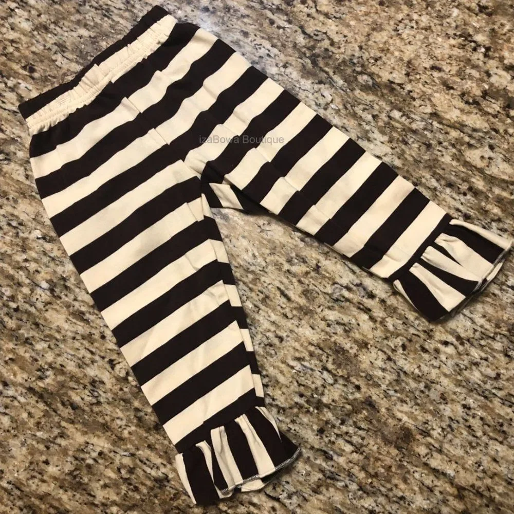 ******* Cream & Brown Stripe, Shirt Pant & Scarf 3 pc Set  1226XS 12m - 2T NWT B